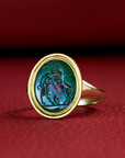 Intaglio ring depicting Pan dancing with a prancing goat