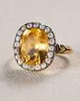 Original Georgian Topaz and Old Cut Diamond Ring