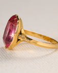 Original Georgian Pink Foiled Faceted Rock Crystal Ring