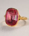 Original Georgian Pink Foiled Faceted Rock Crystal Ring