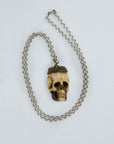 18th Century Italian Silver Filigree Mounted Stag Antler Skull Rosary Pendant